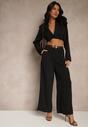 Czarne Garniturowe Szerokie Spodnie High Waist Karmoi