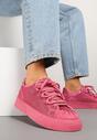 Fuksjowe Sneakersy na Grubej Podeszwie z Cyrkoniami Lisariana