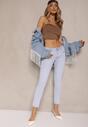 Jasnoniebieskie Jeansy o Kroju Skinny Low Waist Kolanilia