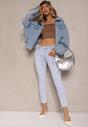 Jasnoniebieskie Jeansy o Kroju Skinny Low Waist Kolanilia