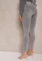 Jasnoszare Jeansy o Fasonie Skinny High Waist z Ozdobnymi Przetarciami Lililiane