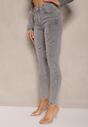 Jasnoszare Jeansy o Fasonie Skinny High Waist z Ozdobnymi Przetarciami Lililiane