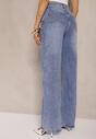 Niebieskie Jeansy High Waist Szerokie z Dodatkiem Bawełny Rivlio