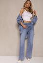 Niebieskie Jeansy High Waist Szerokie z Dodatkiem Bawełny Rivlio