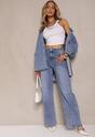 Niebieskie Jeansy High Waist Szerokie z Dodatkiem Bawełny Rivlio