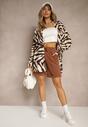 Brązowe Casualowe Szorty High Waist z Kieszeniami Wykończone Gumką Shezetta