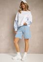 Jasnoniebieskie Casualowe Szorty High Waist z Kieszeniami Wykończone Gumką Shezetta