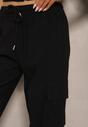 Czarne Spodnie Cargo z Bawełną High Waist Kolanielis