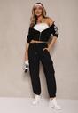 Czarne Spodnie Cargo z Bawełną High Waist Kolanielis