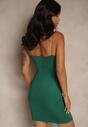 Zielona Sukienka Bodycon Ozdobiona Rozcięciem na Nogę Lunitera