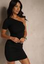 Czarna Sukienka Bodycon o Asymetrycznym Kroju Erezellia