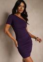 Fioletowa Sukienka Bodycon o Asymetrycznym Kroju Erezellia