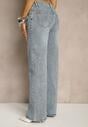 Niebieskie Szerokie Jeansy High Waist z Wiskozą Uliadria