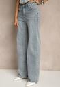 Niebieskie Szerokie Jeansy High Waist z Wiskozą Uliadria