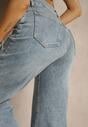 Niebieskie Szerokie Jeansy High Waist z Wiskozą Uliadria