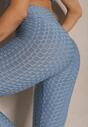 Niebieskie Sportowe Legginsy z Wytłoczonym Wzorkiem Askida