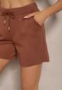 Brązowe Szorty High Waist przed Kolano Saxonia