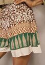 Brązowe Szorty z Bawełny High Waist Ozdobione Kwiatami Kolirea