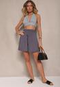 Szare Szorty z Bawełny High Waist Ozdobione Wiązaniem Selmio