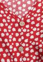 Czerwona Bawełniana Sukienka o Rozkloszowanym Kroju z Guzikami w Kwiatowy Wzór Roniva