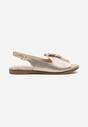 Złote Sandały Slingback ze Skórzaną Wkładką i Cyrkoniową Aplikacją z Motylem Idirane