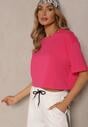Różowy T-shirt o Fasonie Cropped Oversize Brighta