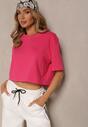 Różowy T-shirt o Fasonie Cropped Oversize Brighta