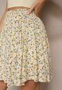 Beżowe Spódnico-Szorty High Waist w Kwiaty Sunevra