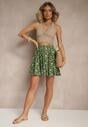 Zielone Spódnico-Szorty High Waist w Kwiaty Sunevra