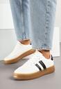Białe Sneakersy Tenisówki Ozdobione Paskami i Perforacją Jenadira