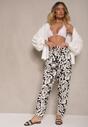 Czarne Spodnie z Wiskozy High Waist w Kwiatowy Wzór Niliannea