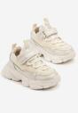 Beżowe Brokatowe Buty Sportowe Sneakersy w Stylu Streetwearowym Arriti