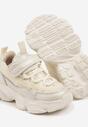 Beżowe Brokatowe Buty Sportowe Sneakersy w Stylu Streetwearowym Arriti