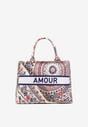 Czerwona Torebka Typu Shopper Ozdobione Napisem i Wzorem Boho Alithil