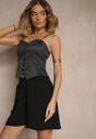 Czarne Szorty z Wiskozą High Waist Puvione