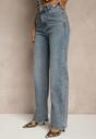Niebieskie Jeansy High Waist z Szeroką Nogawką Uliswena
