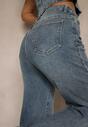 Niebieskie Jeansy High Waist z Szeroką Nogawką Uliswena