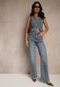 Niebieskie Jeansy High Waist z Szeroką Nogawką Uliswena