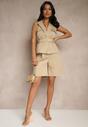 Beżowe Bawełniane Szorty Bermudy High Waist w Eleganckim Stylu Aliriae