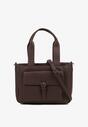 Ciemnobrązowa Torebka Typu Shopper z Klamerką i Dodatkowym Paskiem Crossbody Kolarienna