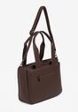 Ciemnobrązowa Torebka Typu Shopper z Klamerką i Dodatkowym Paskiem Crossbody Kolarienna
