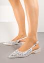 Srebrne Sandały Slingback z Ażurową Cholewką Napreia