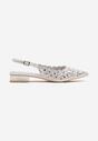 Srebrne Sandały Slingback z Ażurową Cholewką Napreia