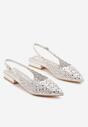 Srebrne Sandały Slingback z Ażurową Cholewką Napreia