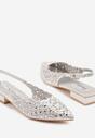 Srebrne Sandały Slingback z Ażurową Cholewką Napreia