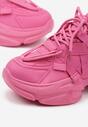 Fuksjowe Sneakersy na Platformie z Tłoczeniami i Ozdobnymi Tasiemkami Leneris