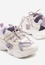 Biało-Fioletowe Buty Sportowe Sneakersy z Tłoczoną Cholewką Ellivenne
