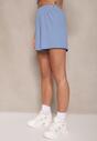 Jasnoniebieskie Prążkowane Szorty High Waist o Luźnym Fasonie Fleda