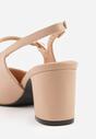 Beżowe Sandały na Słupku Slingback Ozdobione Paskiem Divolia