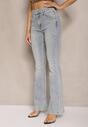 Niebieskie Bawełniane Jeansy Dzwony High Waist Davian